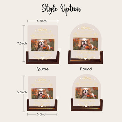 Custom Pet Plaque with Photo, Dog Memorial Gift, Pet Loss Sympathy Keepsake, In Loving Memory Plaque, Cat Bereavement Night Light - product image 3