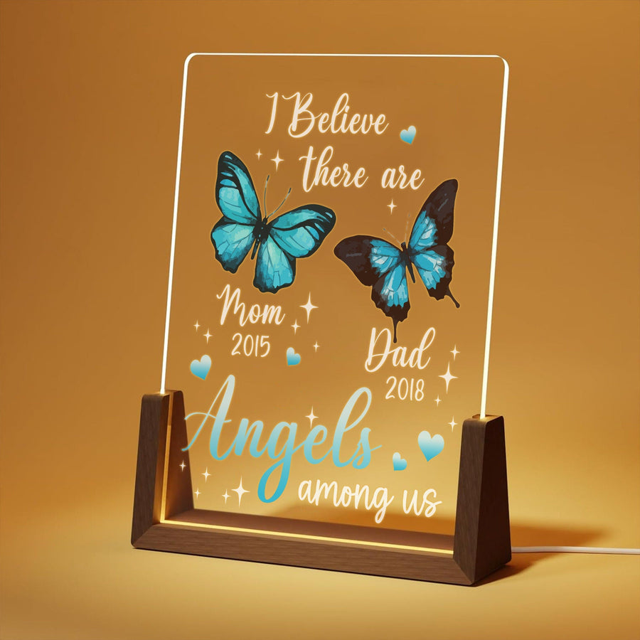 Memorial Gift for Loss of Mother Plaque, Angel Butterfly Night Light, Loss of Parents Sympathy Gift, In Memory of Plaque Plaque - main product image