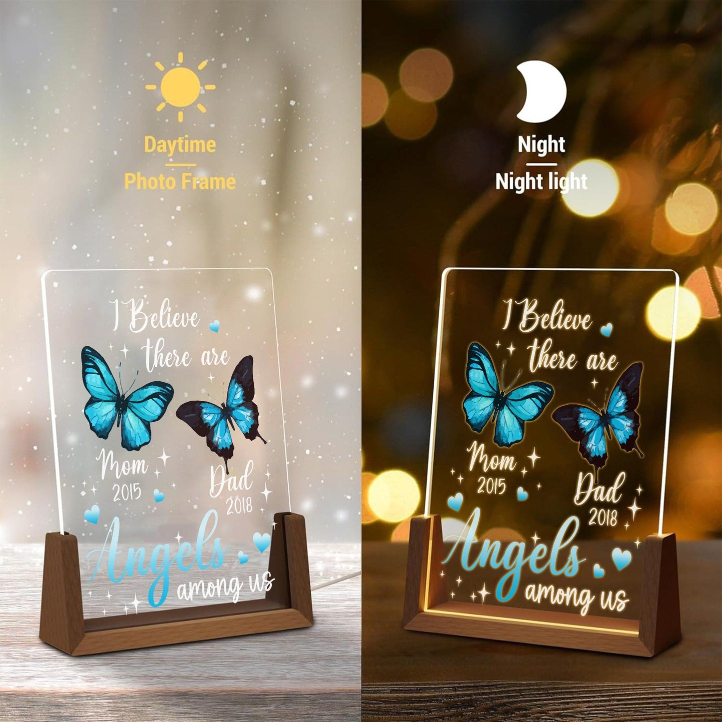 Memorial Gift for Loss of Mother Plaque, Angel Butterfly Night Light, Loss of Parents Sympathy Gift, In Memory of Plaque Plaque - product image 6