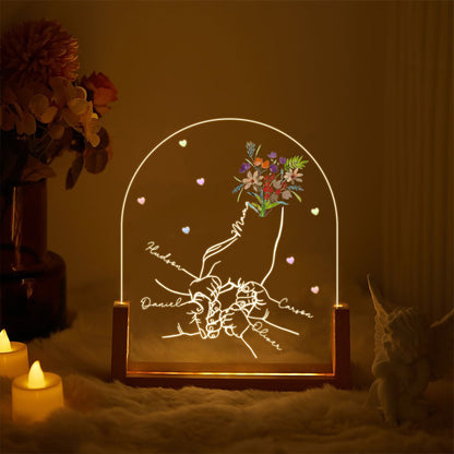 Personalized Name Mom And Kid Hands Heart Acrylic Plaque NightLight,Custom Mother's Day Gifts From Daughter,Gift For Mom, Custom Kids Names - product image 7