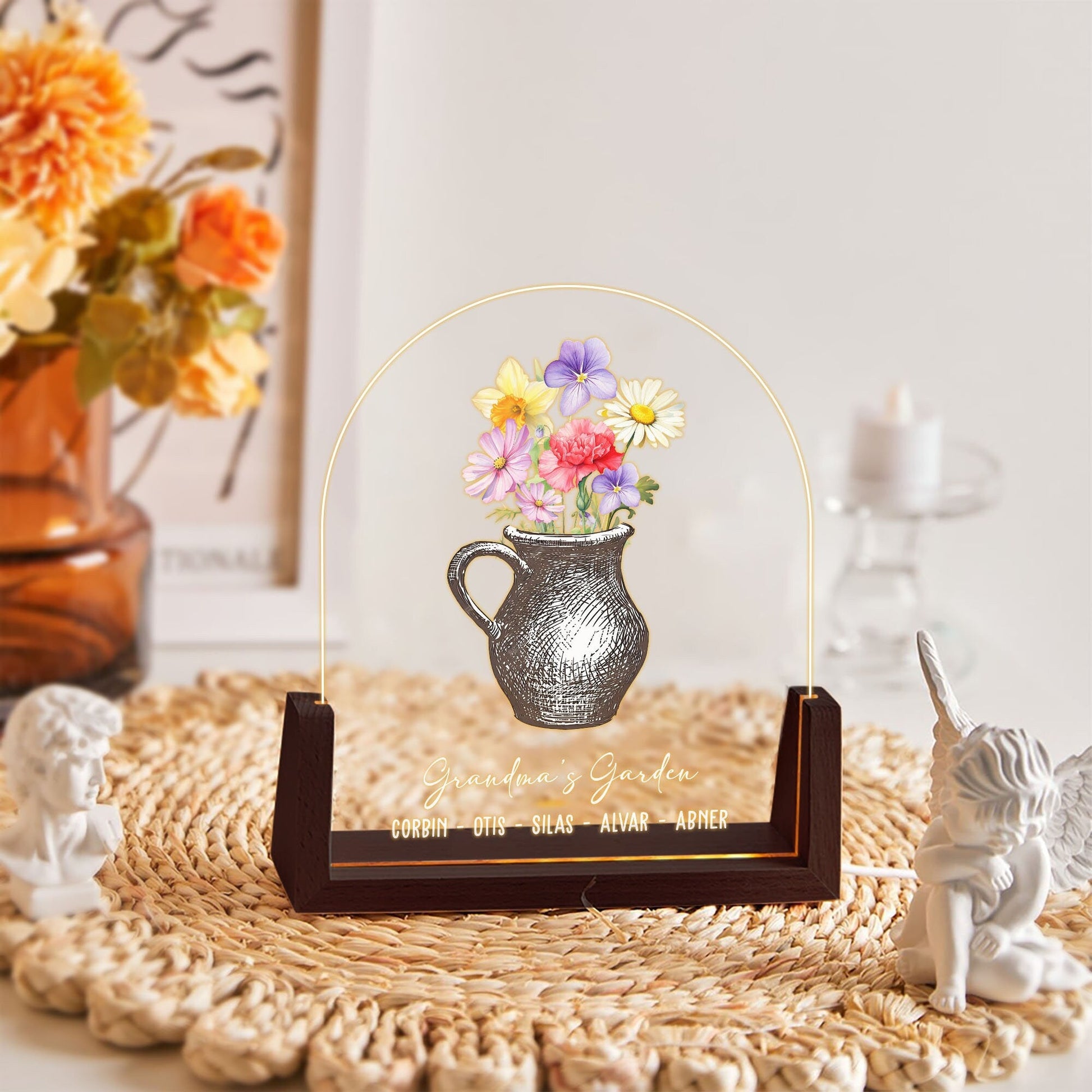 Personalized Mother's Day Gift for Grandma, Birth Flower Night Light, Custom Kids Names Acrylic Plaque, Grandma's Garden LED Lamp, Nana Gift - product image 9