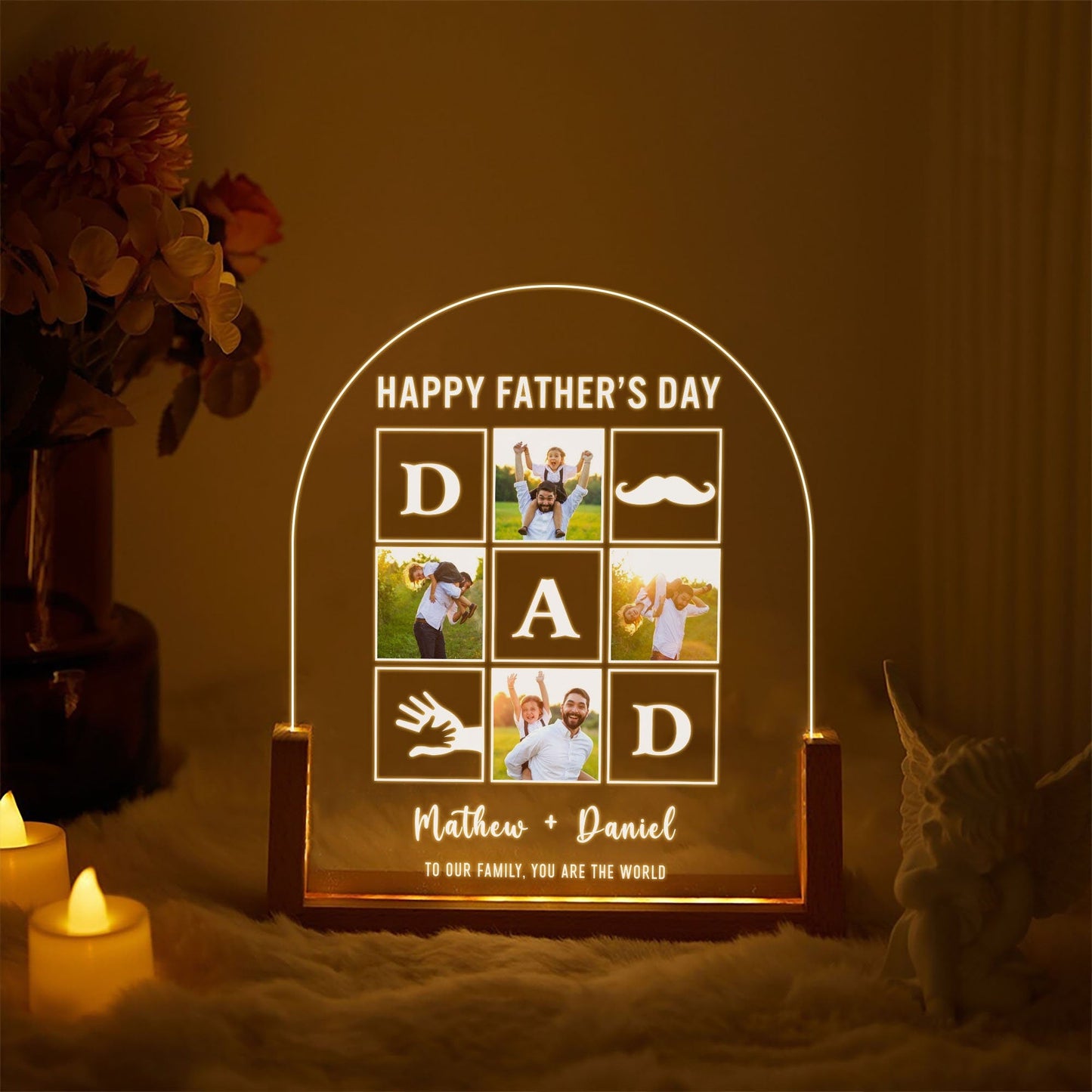 Personalized Dad Lamp with Photo, First Father's Day Gift for Husband, Custom LED Night Light, Dad Birthday Present, Gift from Daughter - product image 2