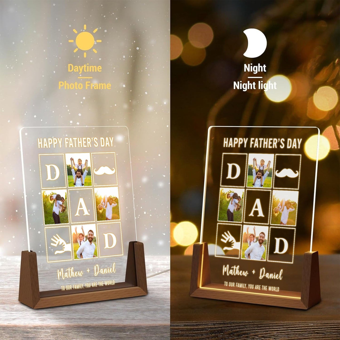Personalized Dad Lamp with Photo, First Father's Day Gift for Husband, Custom LED Night Light, Dad Birthday Present, Gift from Daughter - product image 5