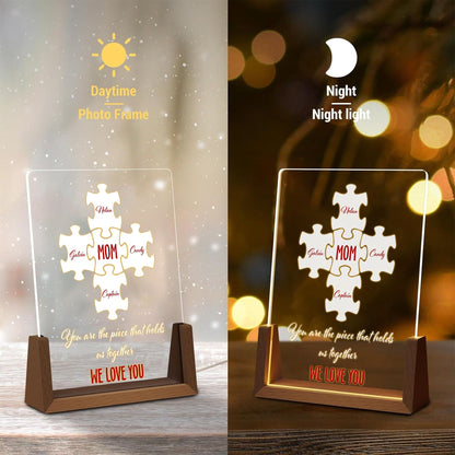 Personalized Mom Puzzle LED Light, Mothers Day Gift from Kids, You Are The Piece That Holds Us Together, Custom Family Name Acrylic Sign - product image 5