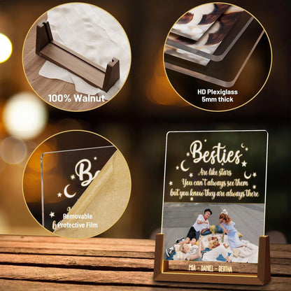 Long Distance Friendship Photo Lamp, Besties Are Like Stars Plaque, Custom Picture LED Light, Personalized Best Friend Gift - product image 7