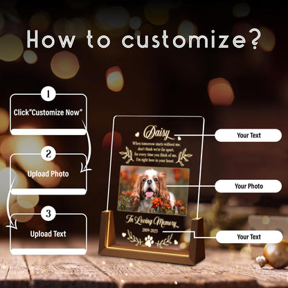 Custom Pet Plaque with Photo, Dog Memorial Gift, Pet Loss Sympathy Keepsake, In Loving Memory Plaque, Cat Bereavement Night Light - product image 4