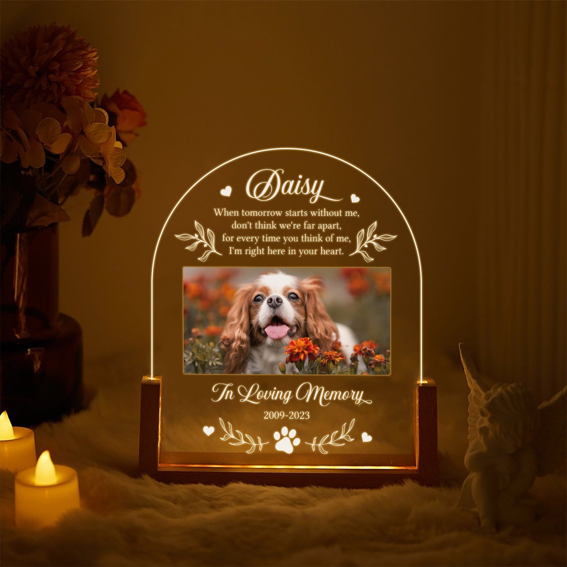 Custom Pet Plaque with Photo, Dog Memorial Gift, Pet Loss Sympathy Keepsake, In Loving Memory Plaque, Cat Bereavement Night Light - product image 2