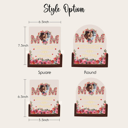 Personalized MOM Acrylic Lamp | Custom Mother’s Day Photo Gift | Floral Night Light with Walnut Wood Base | Gift for Mom from Daughter - product image 5