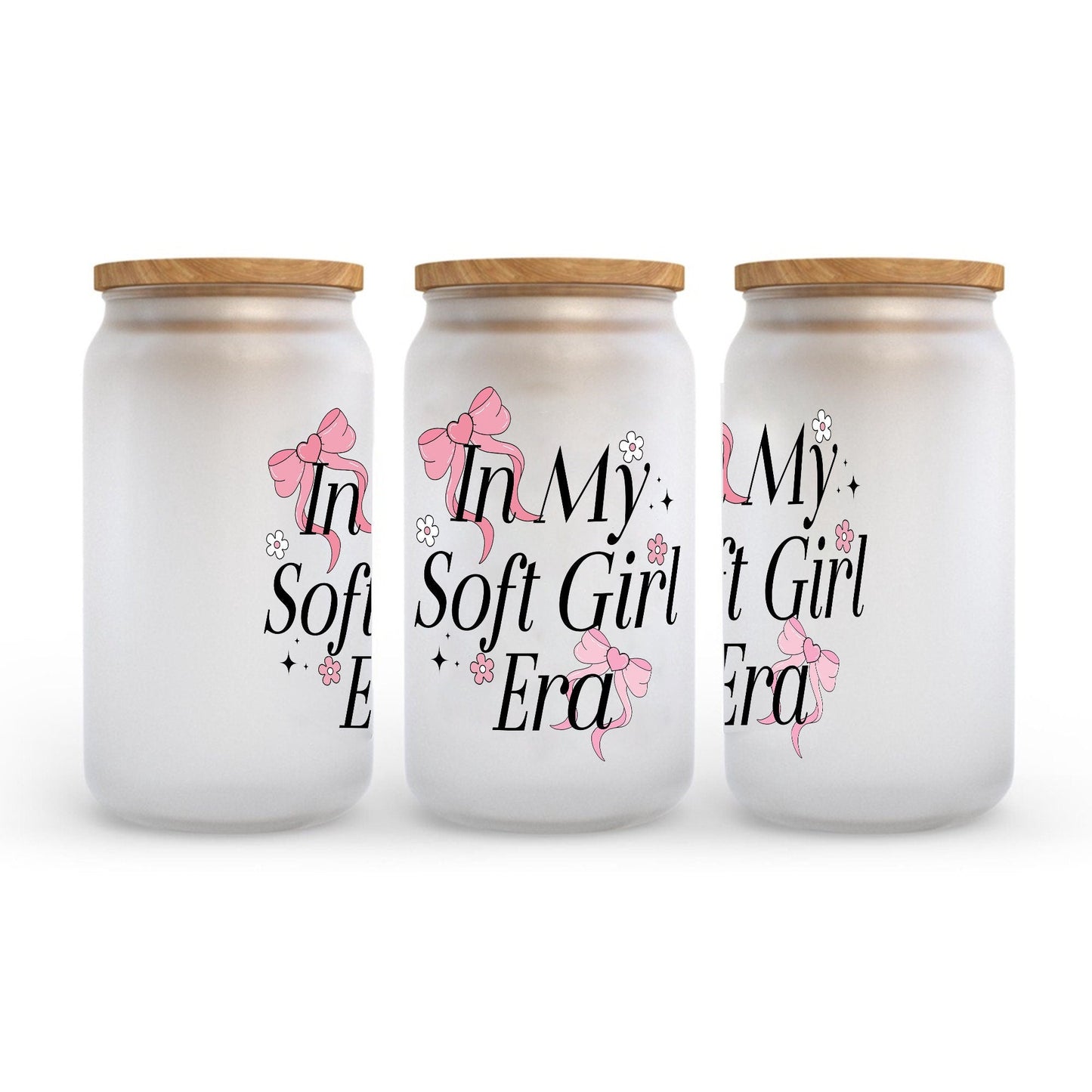 Coquette Bow Glass Can 16Oz with Bamboo Lids and Straw - Aesthetic Glass Cup - Glass Can Gifts for Bestfriend Sister Girlfriend. - product image 5