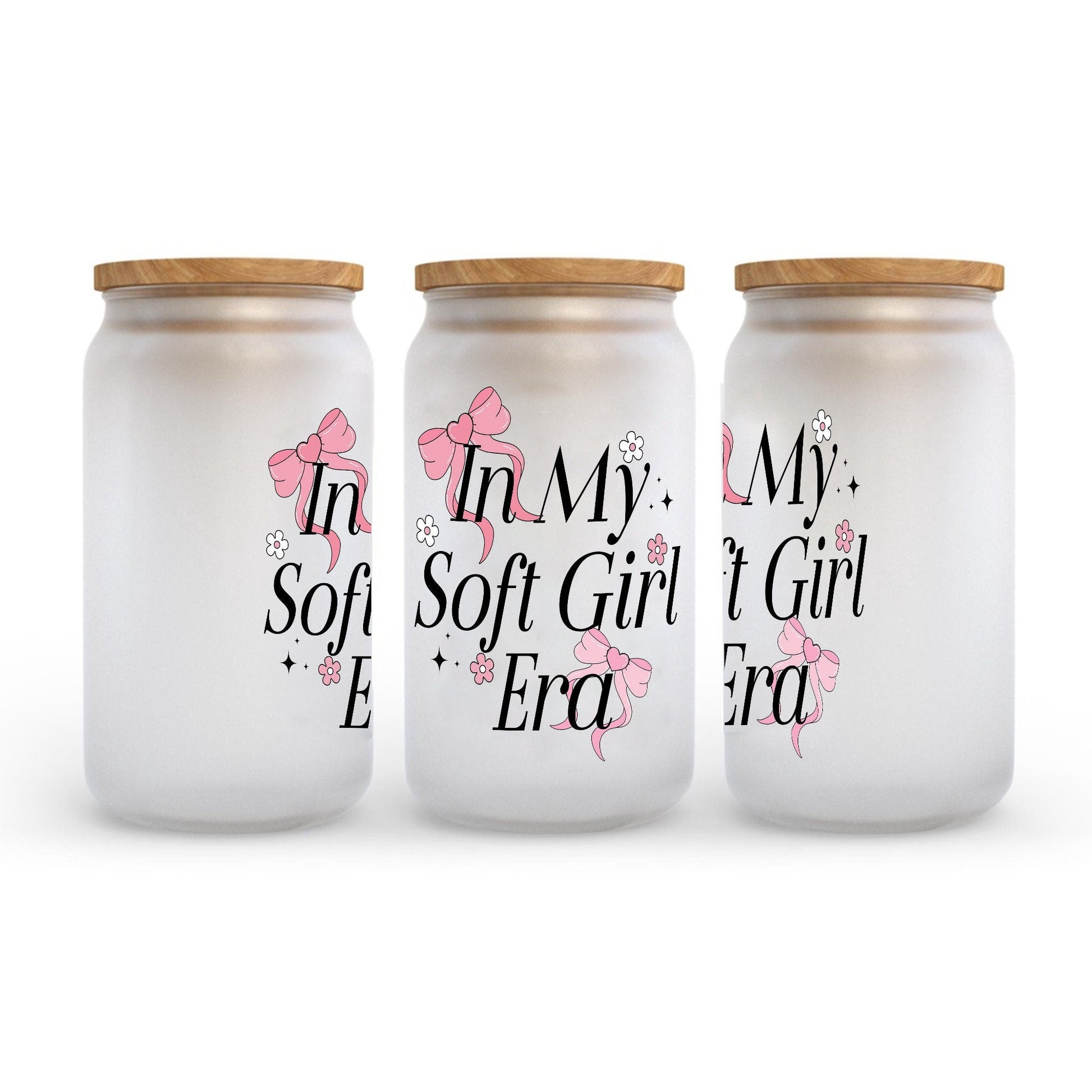 Coquette Bow Glass Can 16Oz with Bamboo Lids and Straw - Aesthetic Glass Cup - Glass Can Gifts for Bestfriend Sister Girlfriend. - product image 5