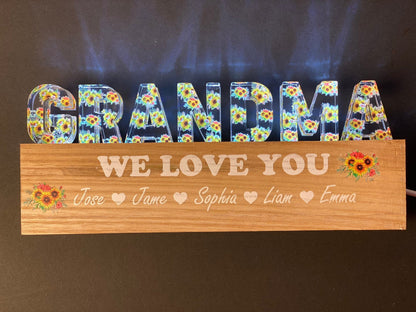 Personalized Grandma Night Light: Custom LED Wooden Base - product image 4