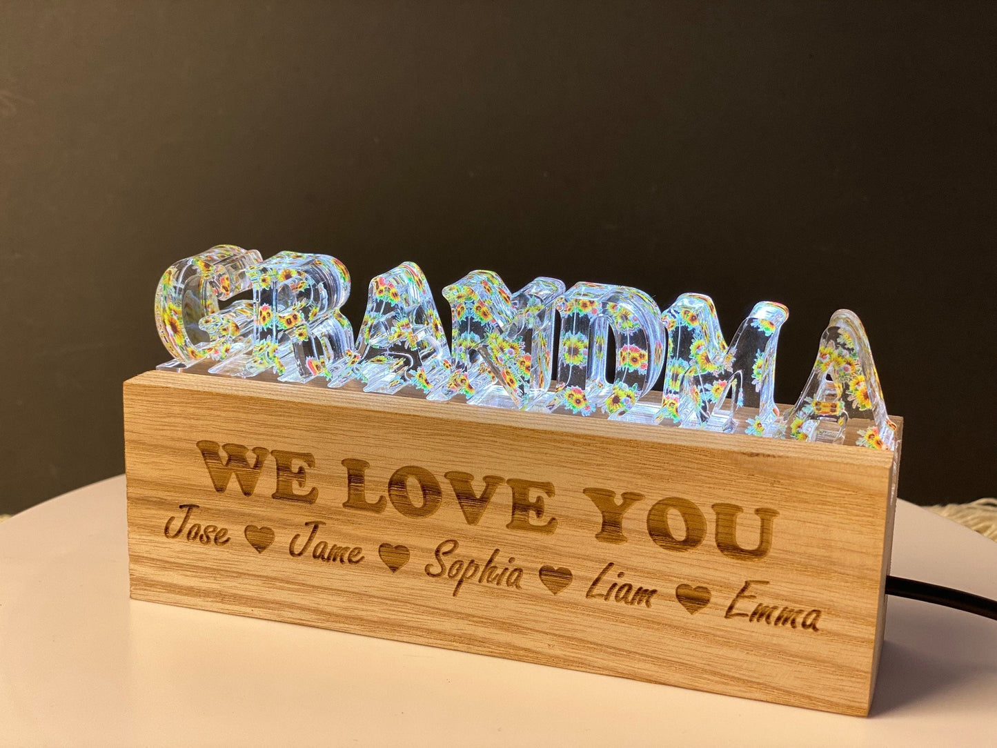 Custom Flower LED Night Light - Personalized Acrylic Lamp, Unique Family Gift, Mother’s Day Present, Birthday Keepsake Home Decor - product image 3