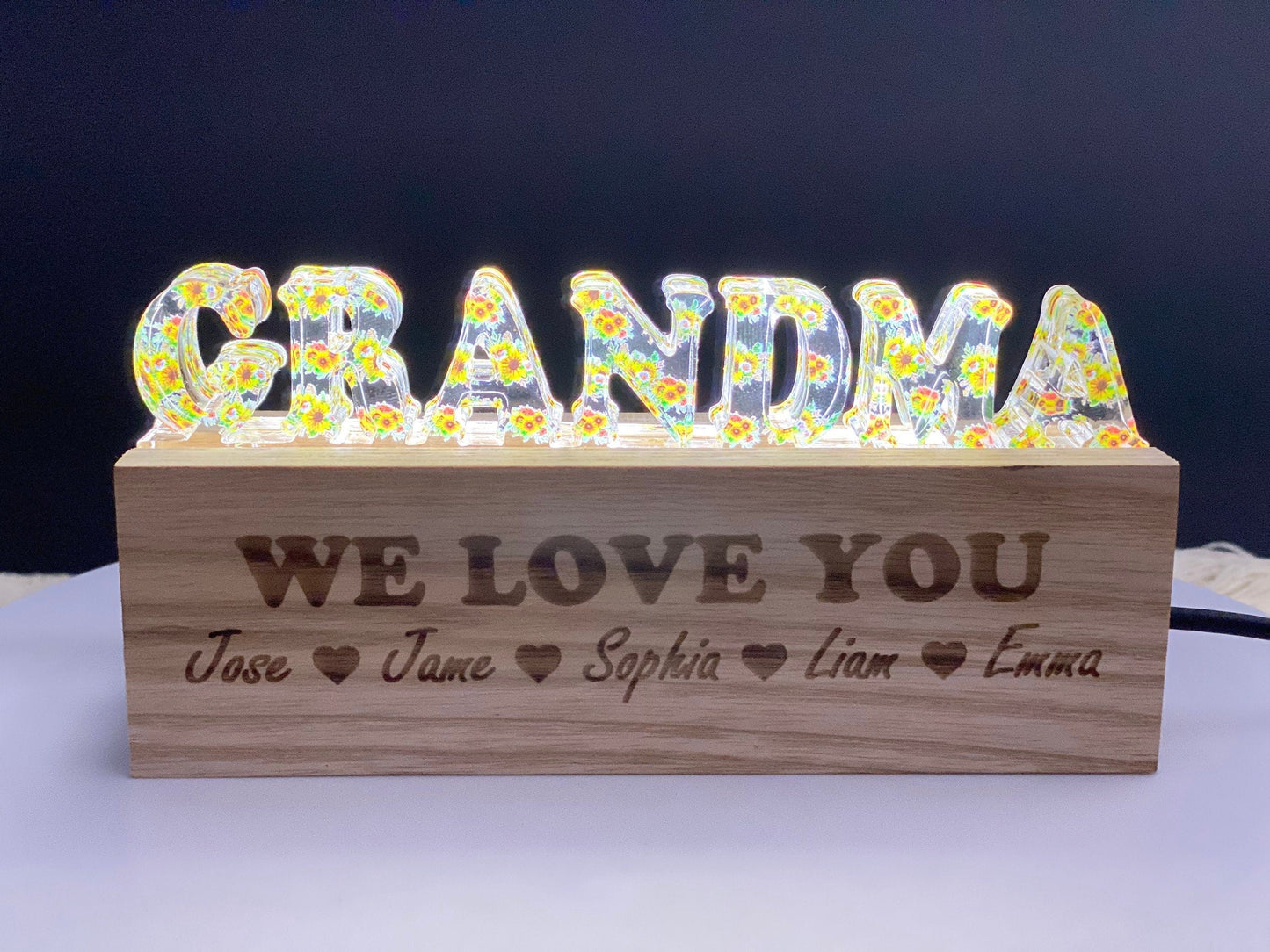Custom Flower LED Night Light - Personalized Acrylic Lamp, Unique Family Gift, Mother’s Day Present, Birthday Keepsake Home Decor - product image 6