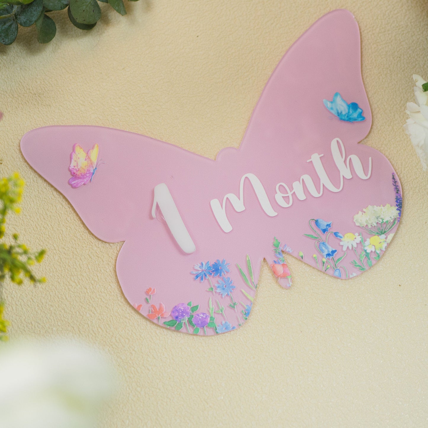 Acrylic Butterfly Baby Milestone Cards • Wildflower Monthly Photo Props • Baby Shower Gift for Newborn Girls, Keepsake Nursery Decor - product image 5
