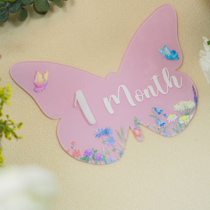 Acrylic Butterfly Baby Milestone Cards • Wildflower Monthly Photo Props • Baby Shower Gift for Newborn Girls, Keepsake Nursery Decor - product image 5