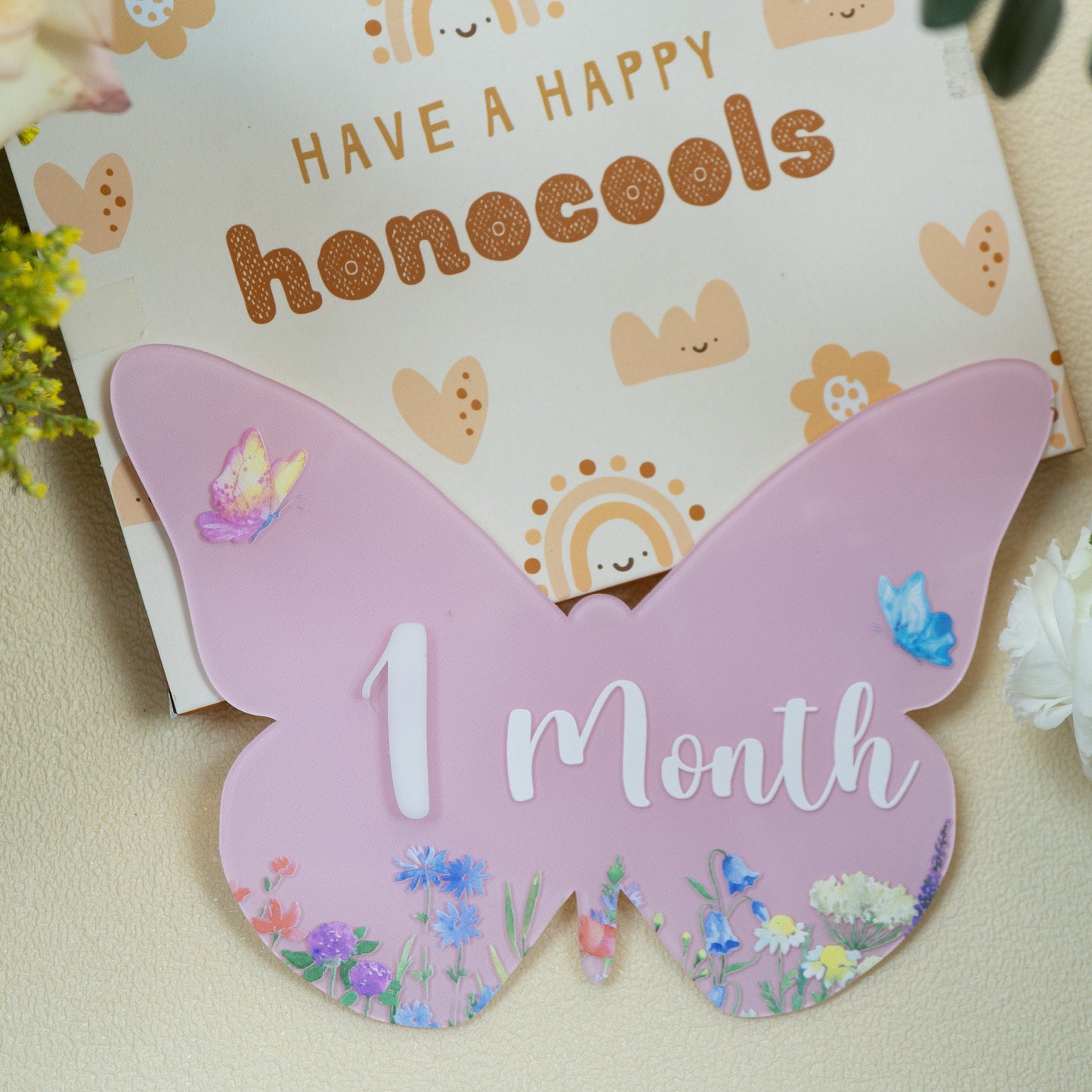 Acrylic Butterfly Baby Milestone Cards • Wildflower Monthly Photo Props • Baby Shower Gift for Newborn Girls, Keepsake Nursery Decor - product image 6