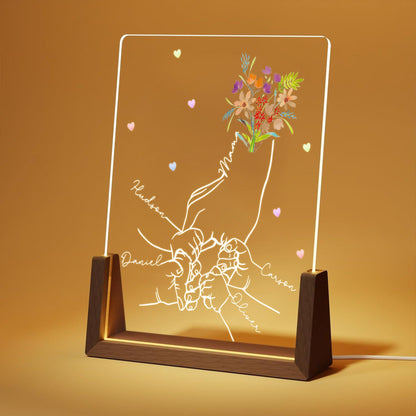 Personalized Name Mom And Kid Hands Heart Acrylic Plaque NightLight,Custom Mother's Day Gifts From Daughter,Gift For Mom, Custom Kids Names - main product image