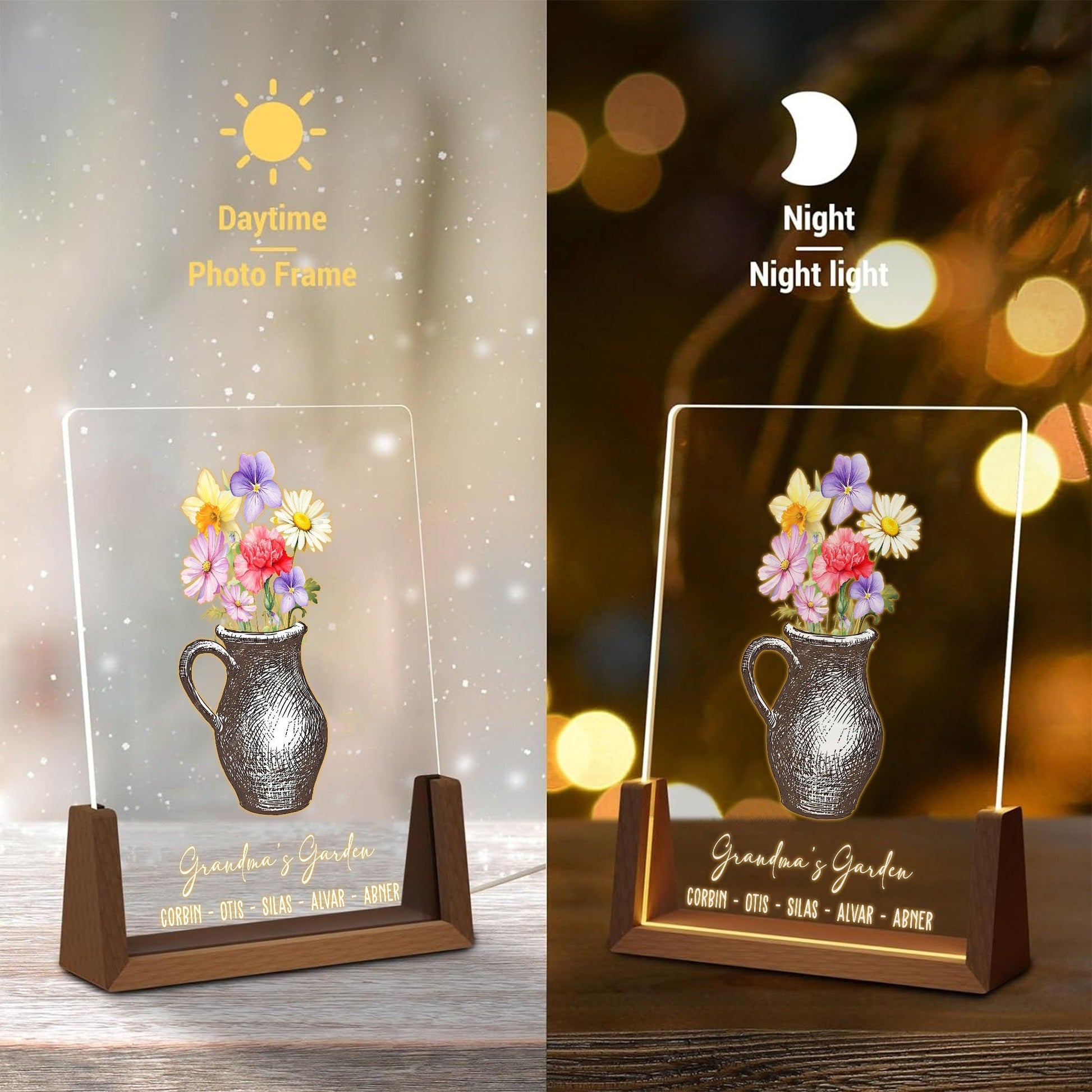 Personalized Mother's Day Gift for Grandma, Birth Flower Night Light, Custom Kids Names Acrylic Plaque, Grandma's Garden LED Lamp, Nana Gift - product image 6