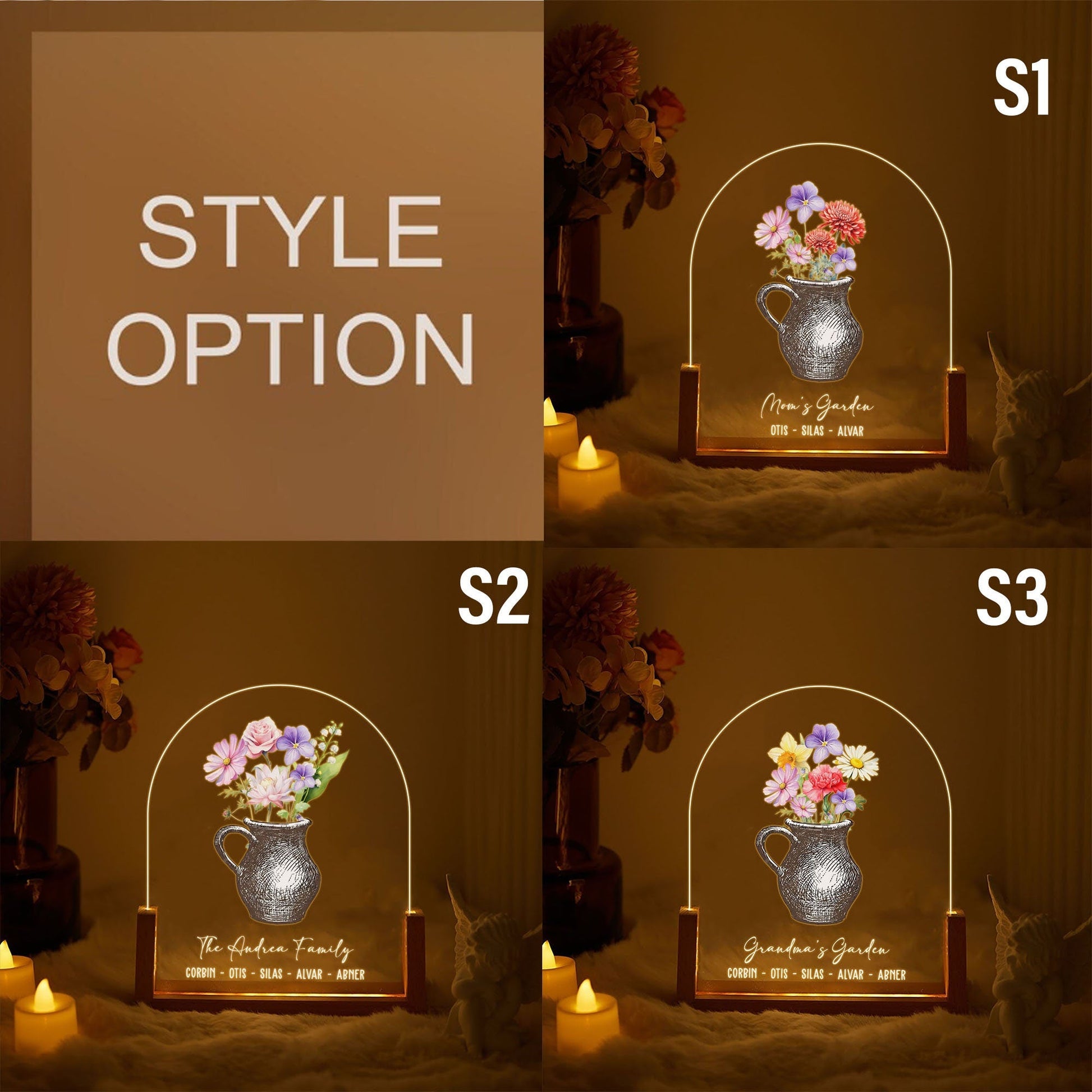 Personalized Mother's Day Gift for Grandma, Birth Flower Night Light, Custom Kids Names Acrylic Plaque, Grandma's Garden LED Lamp, Nana Gift - product image 7