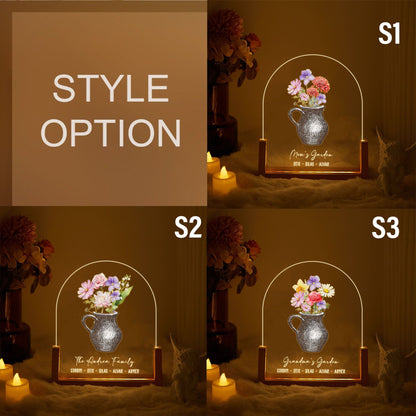Personalized Mother's Day Gift for Grandma, Birth Flower Night Light, Custom Kids Names Acrylic Plaque, Grandma's Garden LED Lamp, Nana Gift - product image 7