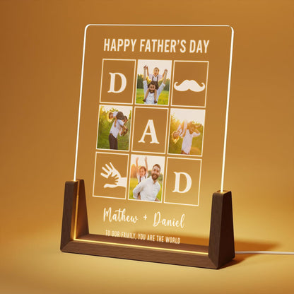 Personalized Dad Lamp with Photo, First Father's Day Gift for Husband, Custom LED Night Light, Dad Birthday Present, Gift from Daughter - main product image