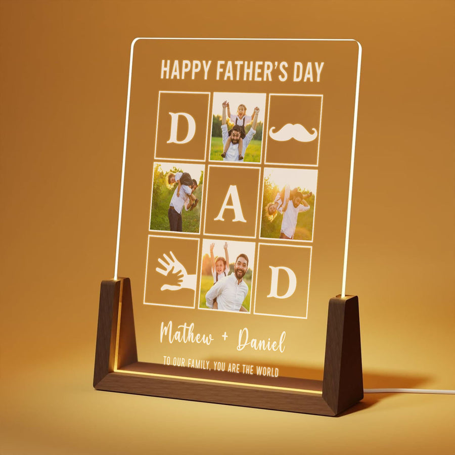Personalized Dad Lamp with Photo, First Father's Day Gift for Husband, Custom LED Night Light, Dad Birthday Present, Gift from Daughter - main product image