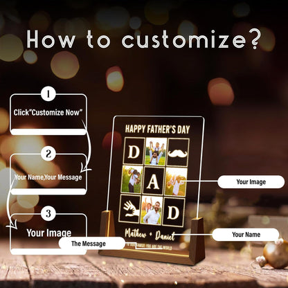 Personalized Dad Lamp with Photo, First Father's Day Gift for Husband, Custom LED Night Light, Dad Birthday Present, Gift from Daughter - product image 3
