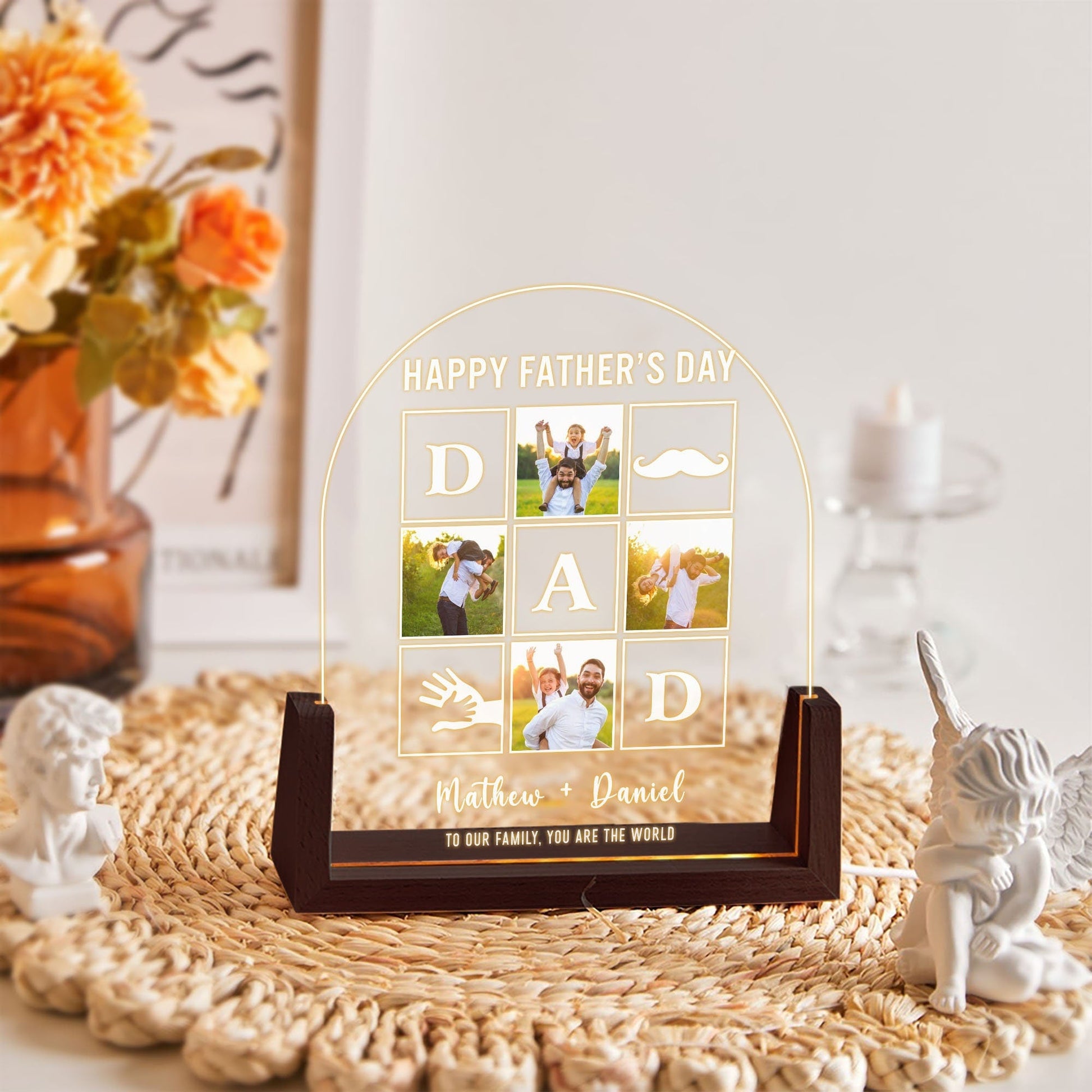 Personalized Dad Lamp with Photo, First Father's Day Gift for Husband, Custom LED Night Light, Dad Birthday Present, Gift from Daughter - product image 6