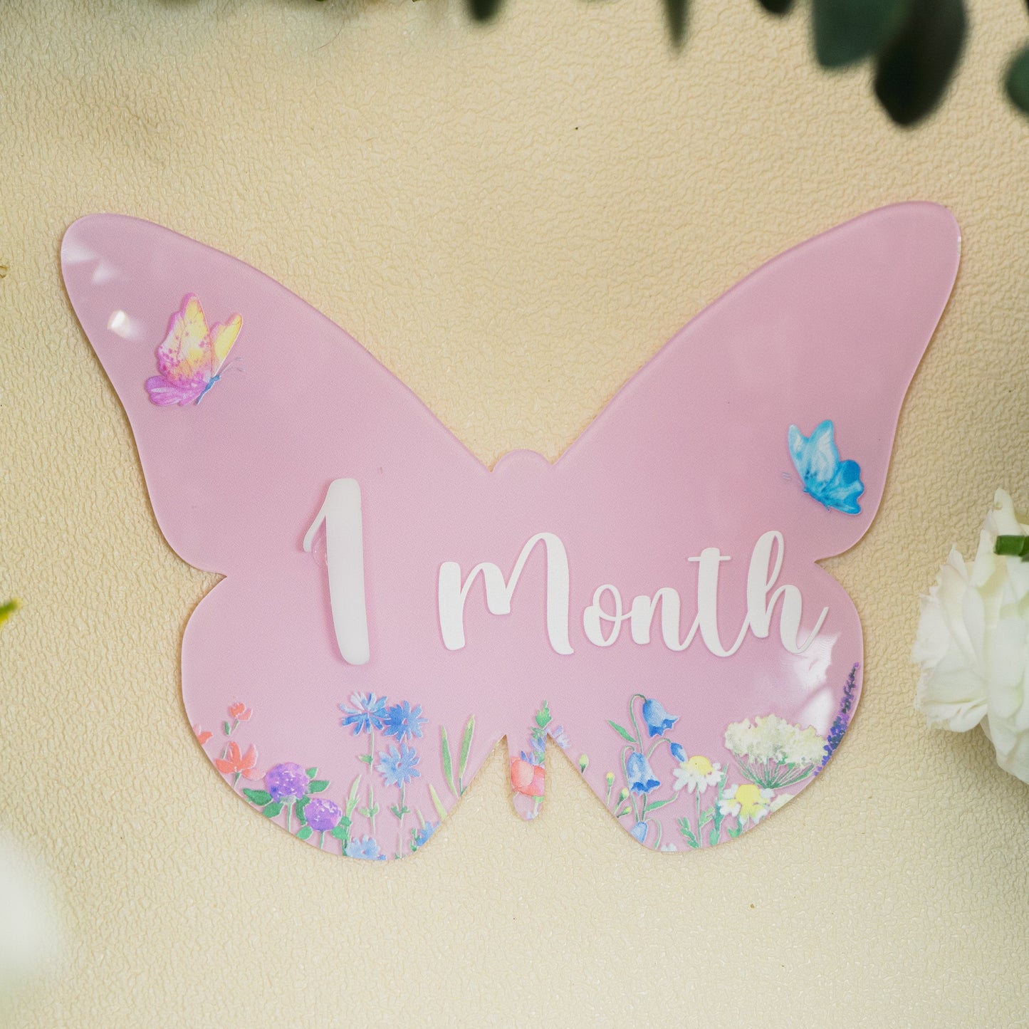 Acrylic Butterfly Baby Milestone Cards • Wildflower Monthly Photo Props • Baby Shower Gift for Newborn Girls, Keepsake Nursery Decor - product image 4