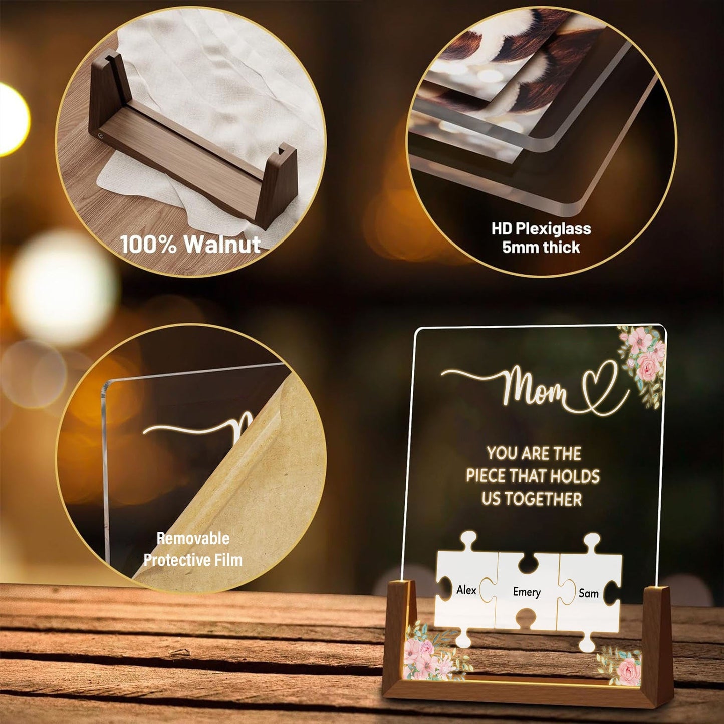 Custom Mom Puzzle Lamp, Personalized Mother Gift, You Are the Piece That Holds Us Together Light, Mother’s Day Gift, Family Name Lamp - product image 5