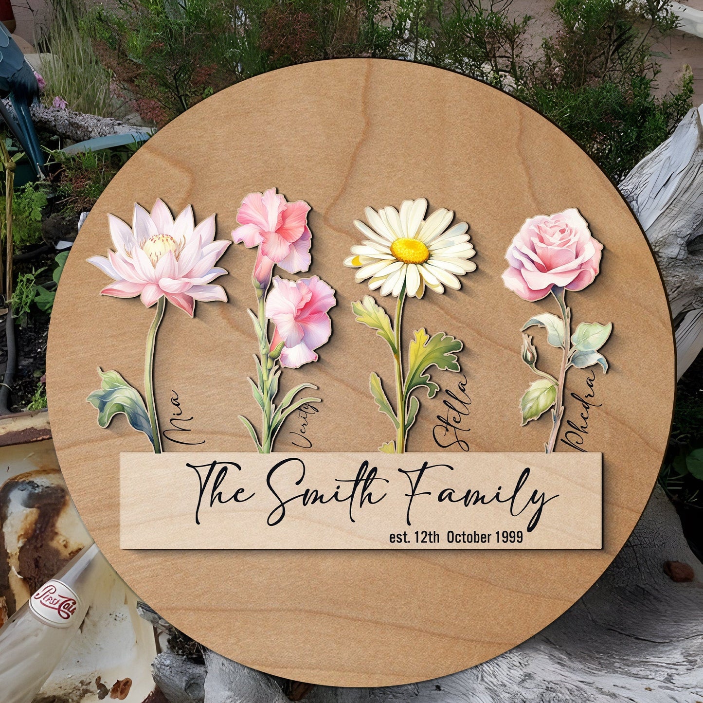 Personalized Birth Flower Wooden Sign: Custom Family Name Plaque - product image 4