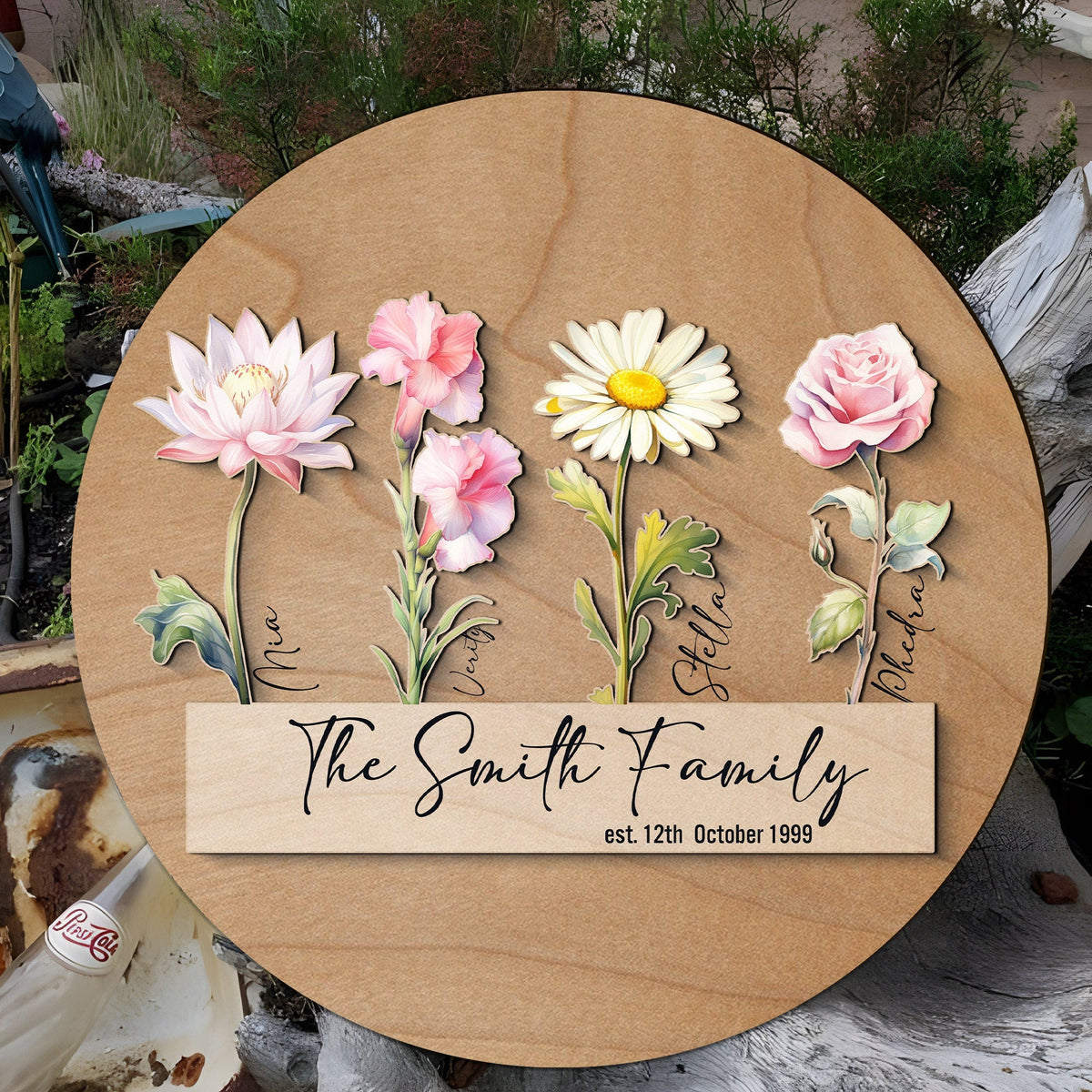 Personalized Birth Flower Wooden Sign: Custom Family Name Plaque - product image 4