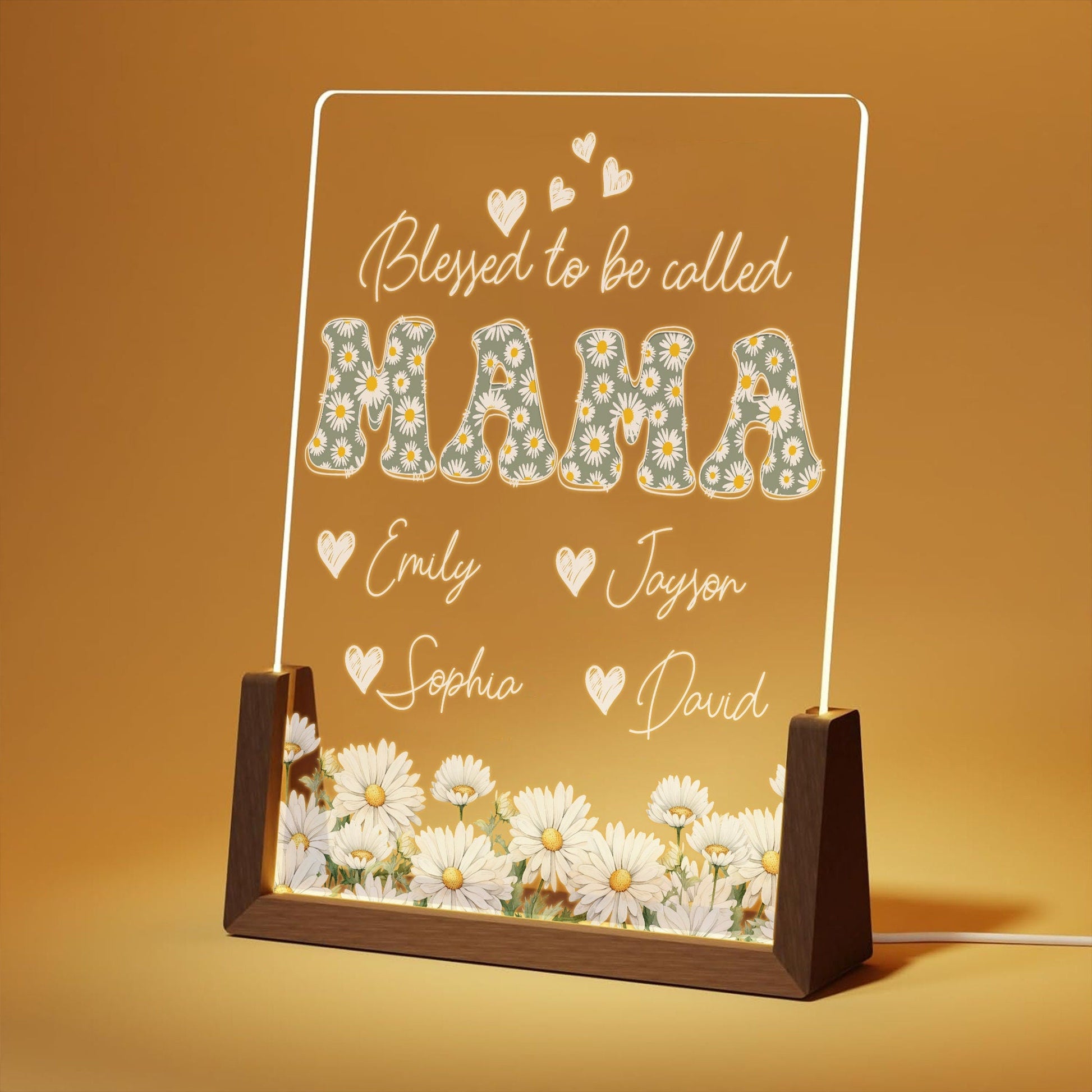 Custom Mom Lamp, Personalized Mama Gift, Blessed to Be Called Mom Light, Mother’s Day Gift from Kids, Family Name Lamp, Mothers Day Gifts - main product image