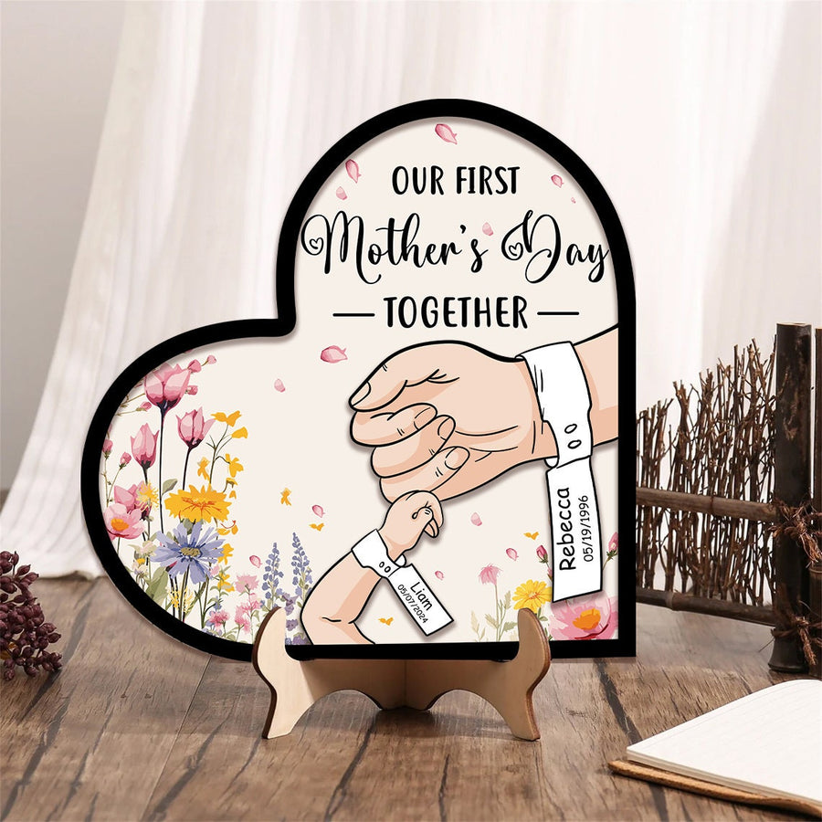 Personalized First Mother's Day Wooden Plaque: New Mom Gift - main product image