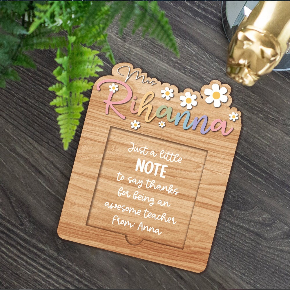 Personalized Teacher Sticky Note Holder - Custom Wooden Desk Organizer, Teacher Appreciation Gift, End of School Year Present - product image 3