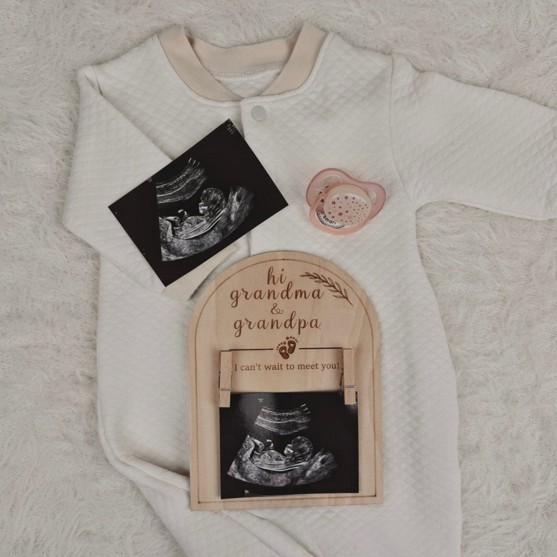 Grandparent Pregnancy Announcement Gift - Custom Basswood Ultrasound Photo Frame, New Baby Reveal Keepsake, Future Grandma Grandpa Gift - product image 2
