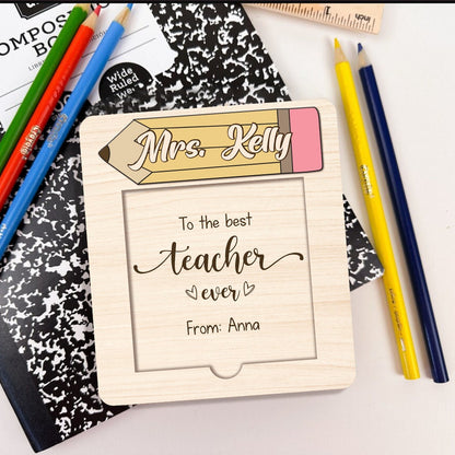 Personalized Wooden Teacher Sticky Note Holder: Appreciation Gift - product image 4