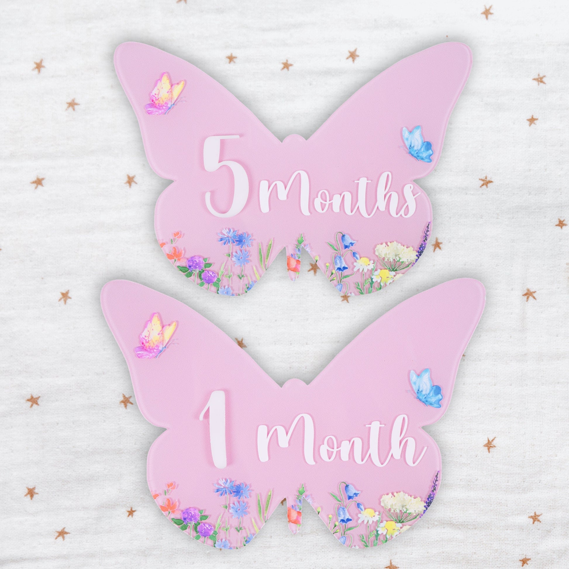 Acrylic Butterfly Baby Milestone Cards • Wildflower Monthly Photo Props • Baby Shower Gift for Newborn Girls, Keepsake Nursery Decor - product image 2