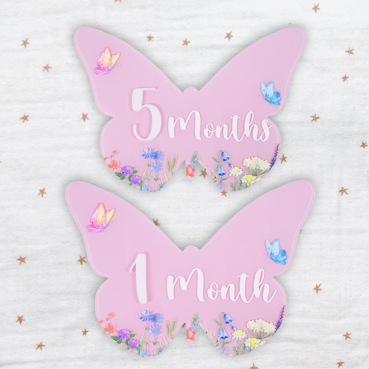 Acrylic Butterfly Baby Milestone Cards • Wildflower Monthly Photo Props • Baby Shower Gift for Newborn Girls, Keepsake Nursery Decor - product image 2