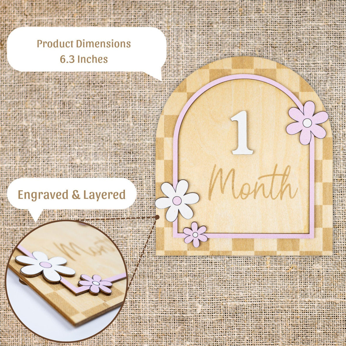Wooden Daisy Flower Baby Milestone Card: Photo Prop - product image 6