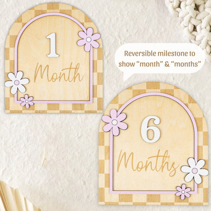 Wooden Daisy Flower Baby Milestone Card: Photo Prop - product image 4