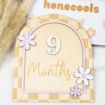 Wooden Daisy Flower Baby Milestone Card: Photo Prop - product image 5