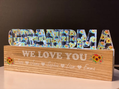 Personalized Grandma Night Light: Custom LED Wooden Base - product image 6