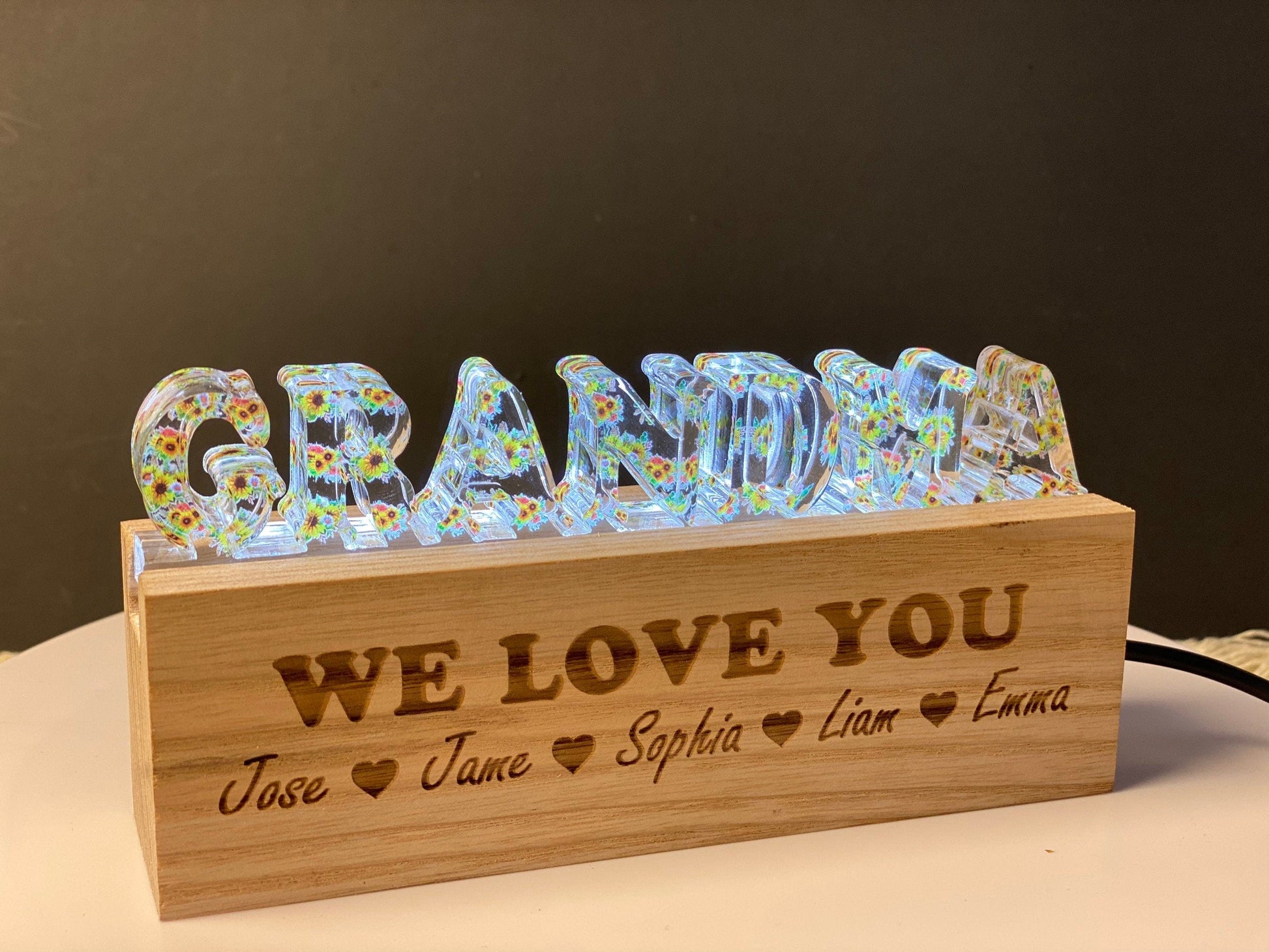 Custom Flower LED Night Light - Personalized Acrylic Lamp, Unique Family Gift, Mother’s Day Present, Birthday Keepsake Home Decor - product image 4