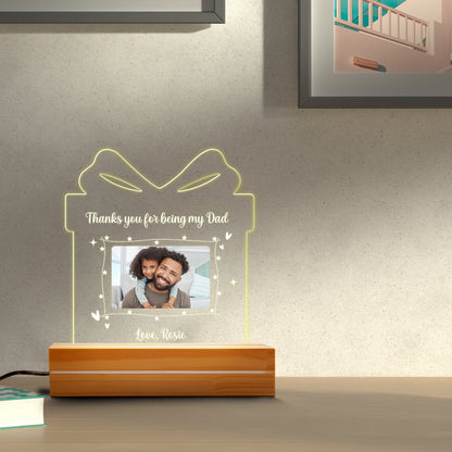 Custom Photo Night Light for Dad, Real Glass Gift Box Lamp, Personalized Father's Day Gift from Daughter, Dad Picture Plaque for Him - product image 4