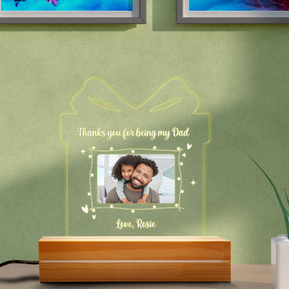 Custom Photo Night Light for Dad, Real Glass Gift Box Lamp, Personalized Father's Day Gift from Daughter, Dad Picture Plaque for Him - product image 2