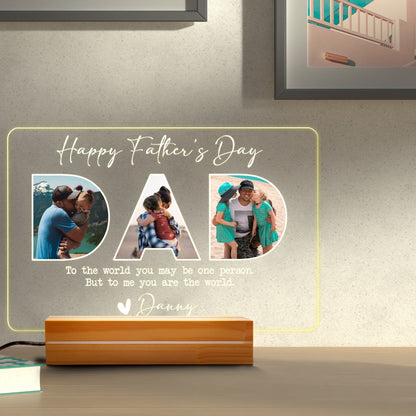 Personalized Father's Day Gift for Husband, Custom Photo DAD Lamp, Real Glass Night Light with Wood Base, Gift from Daughter - product image 3