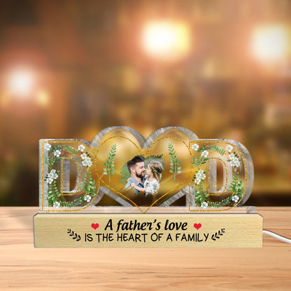 Personalized Dad Heart Photo Lamp, Fathers Day Acrylic Sign, Custom Picture Night Light, New Dad Gift LED Plaque - product image 2