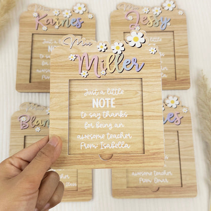 Personalized Teacher Sticky Note Holder - Custom Wooden Desk Organizer, Teacher Appreciation Gift, End of School Year Present - product image 4