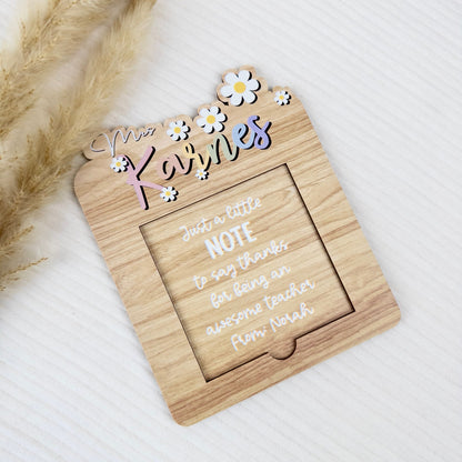 Personalized Teacher Sticky Note Holder - Custom Wooden Desk Organizer, Teacher Appreciation Gift, End of School Year Present - product image 8